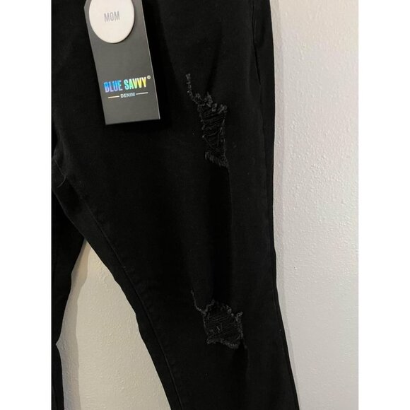 Blue Savy Mom distressed black jean size 16 - Picture 3 of 6